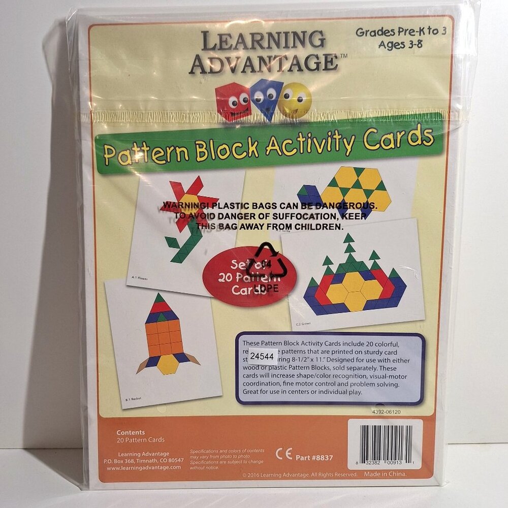 Pattern Block Activity Cards Tangrams Pre K Grade 3 Shapes Learning Advantage